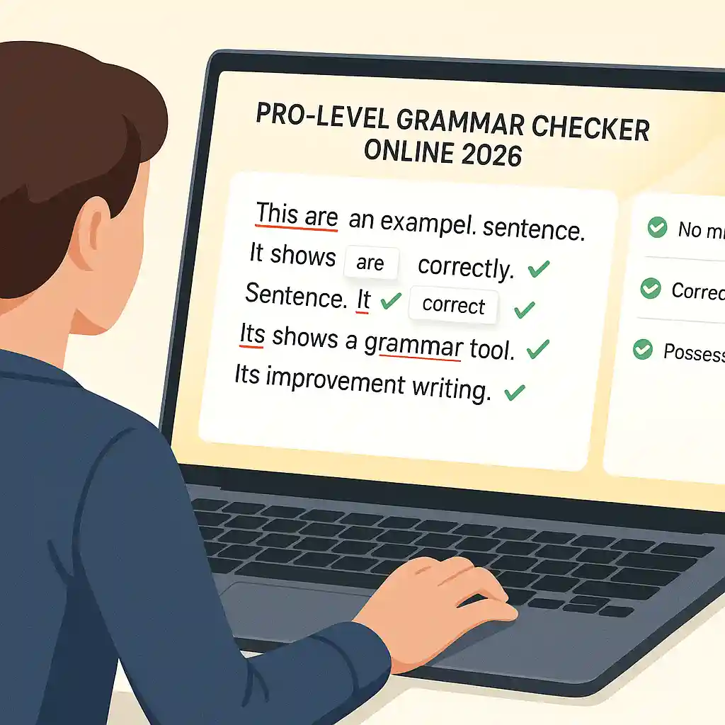 Pro-Level Grammar Checker Online 2026 showing live corrections and suggestions