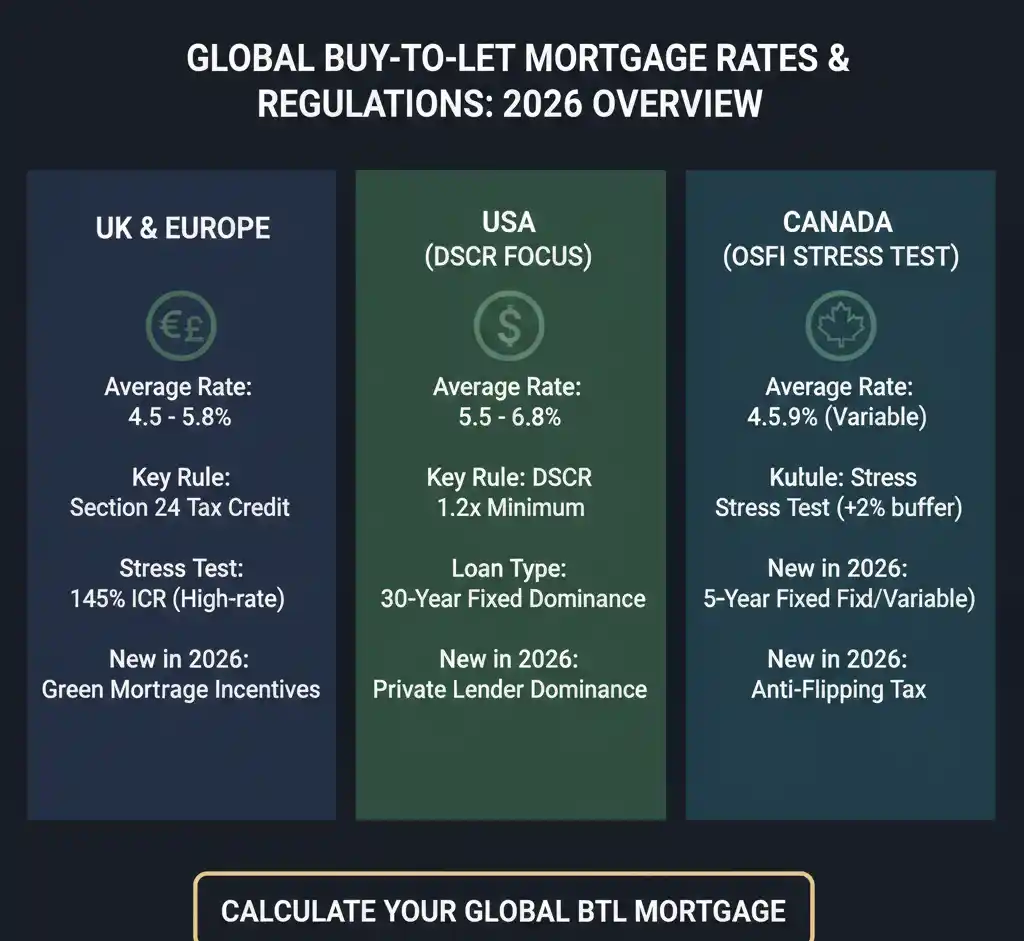 What is buy to let mortgage repayment rates in UK USA and Canada 2026