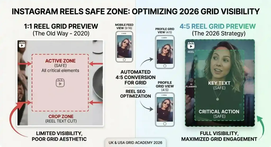 Instagram Reel safe zone aspect ratio 1:1 vs 4:5 optimization guide 2026 UK USA