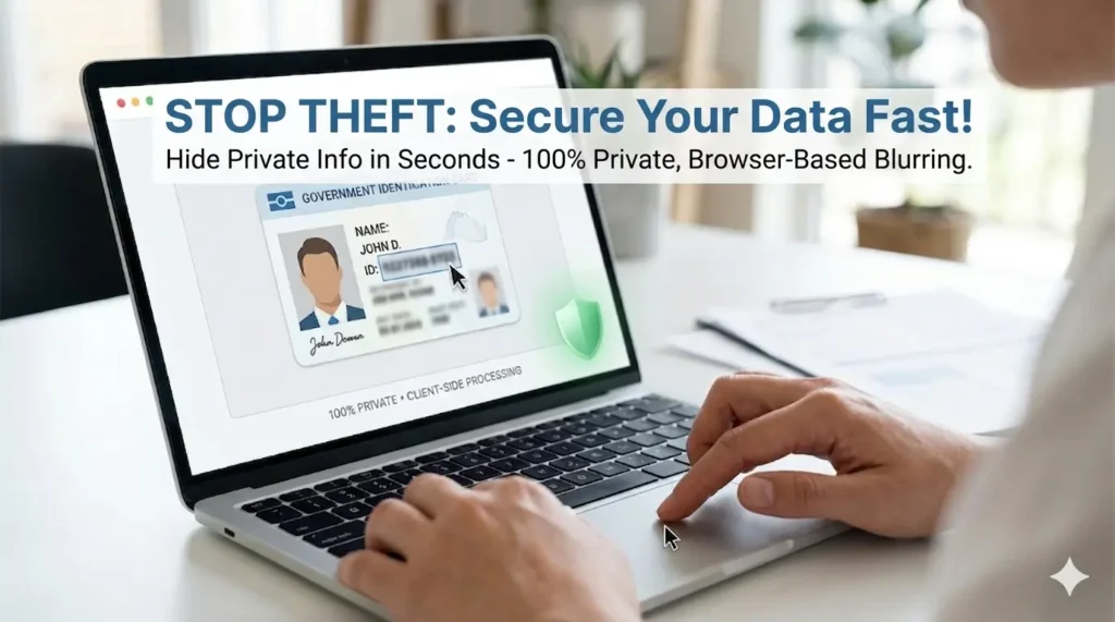 Secure way to blur sensitive information on personal identity documents online