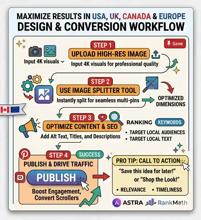 High-resolution Pinterest image splitter tool workflow for automated design segmentation and conversion tracking in USA Canada markets